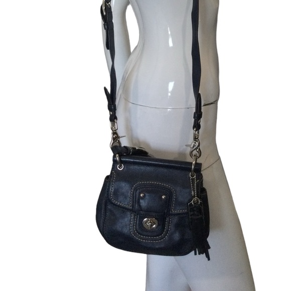 Coach Navy Blue Leather Willis Saddle Crossbody Bag - Picture 5 of 6